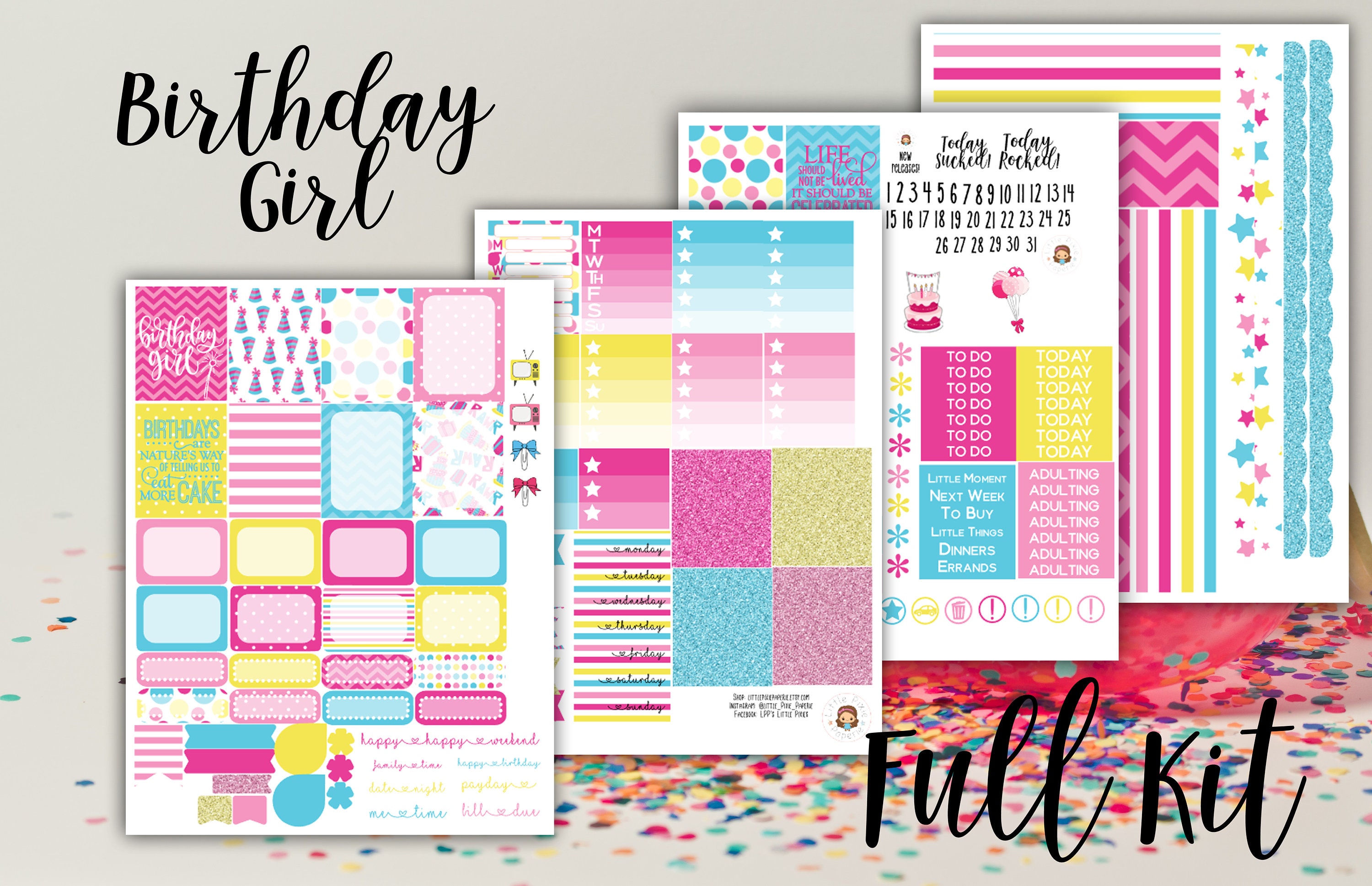 Birthday Girl Weekly Planner Stickers Kit - Etsy