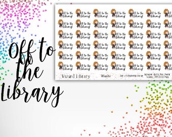 Off to the Library Planner Stickers - for use with Erin Condren - Happy Planner - Library Functional Sticker