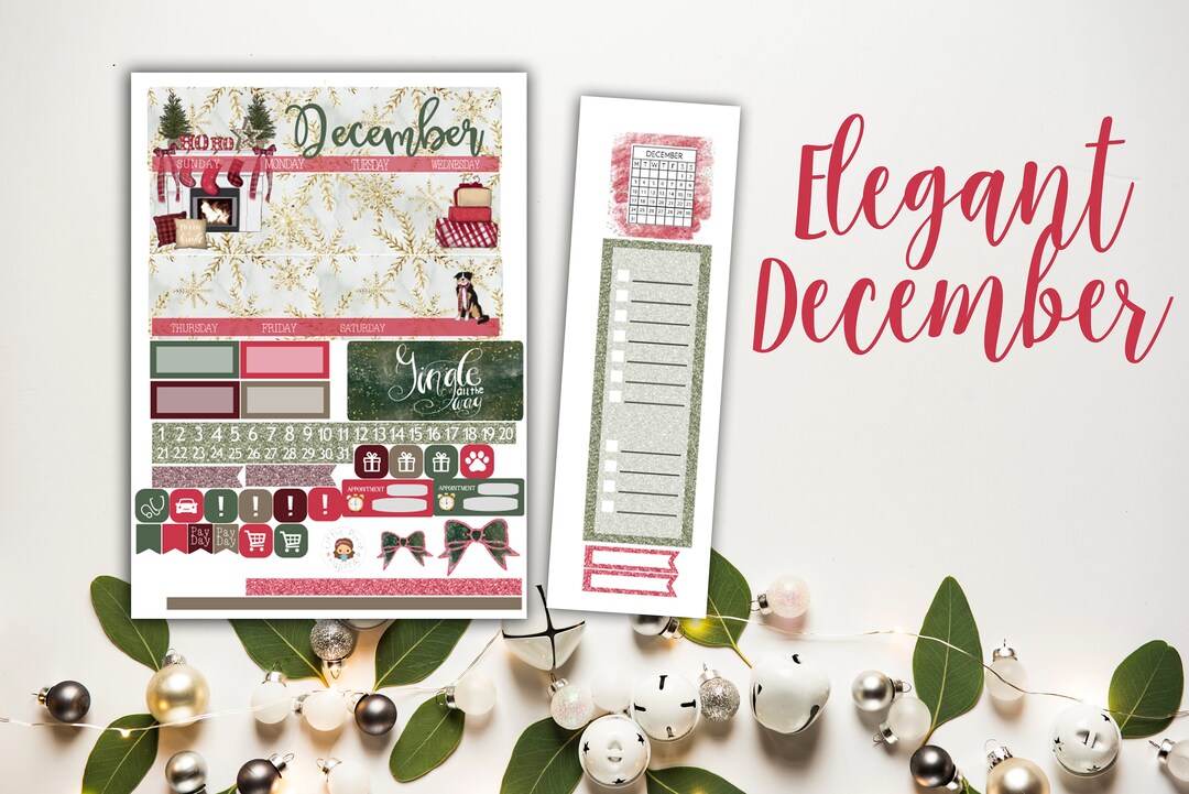 Elegant December Monthly Planner Kit - for Use With Erin Condren ...