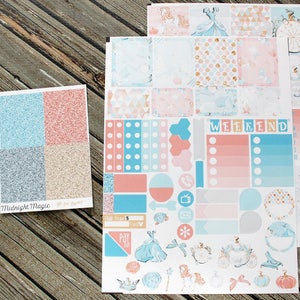Midnight Magic Weekly Sampler Kit - for use with Erin Condren Planner - Happy Planner - Cinderella Coral Blue Princess