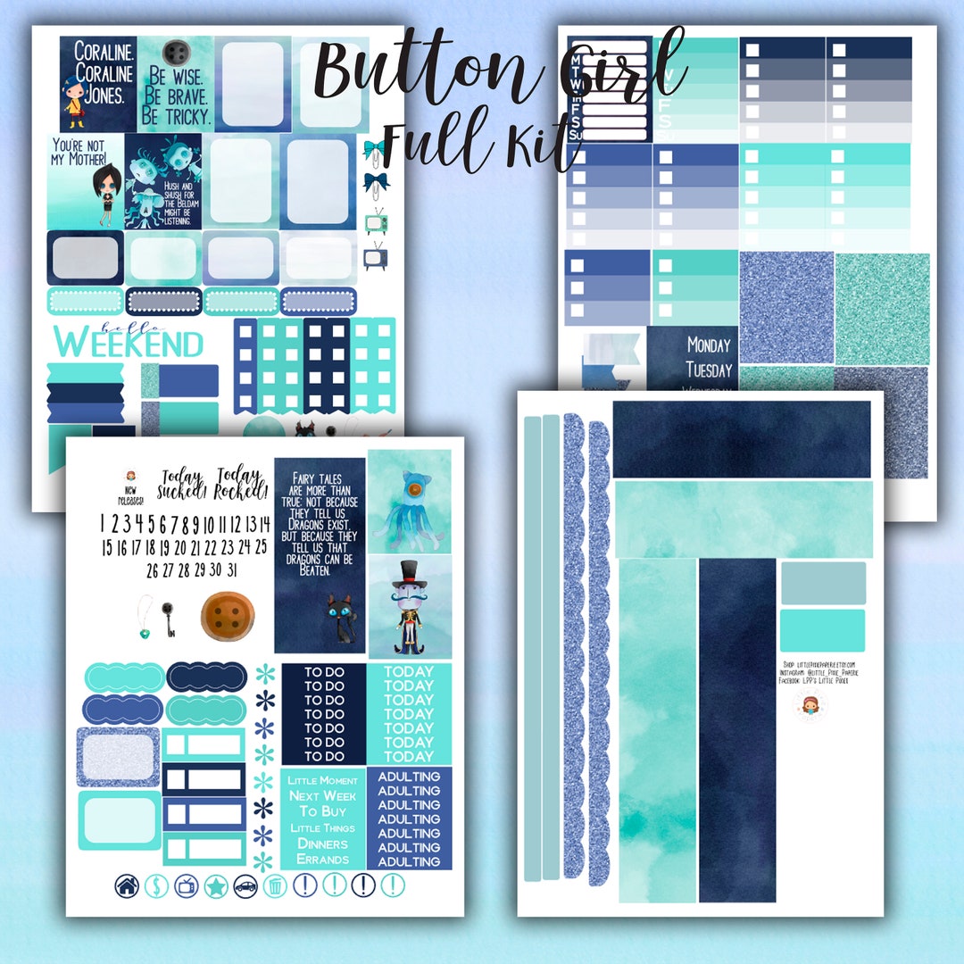 Button Girl Weekly Planner Stickers Kit - for Use With Erin Condren ...