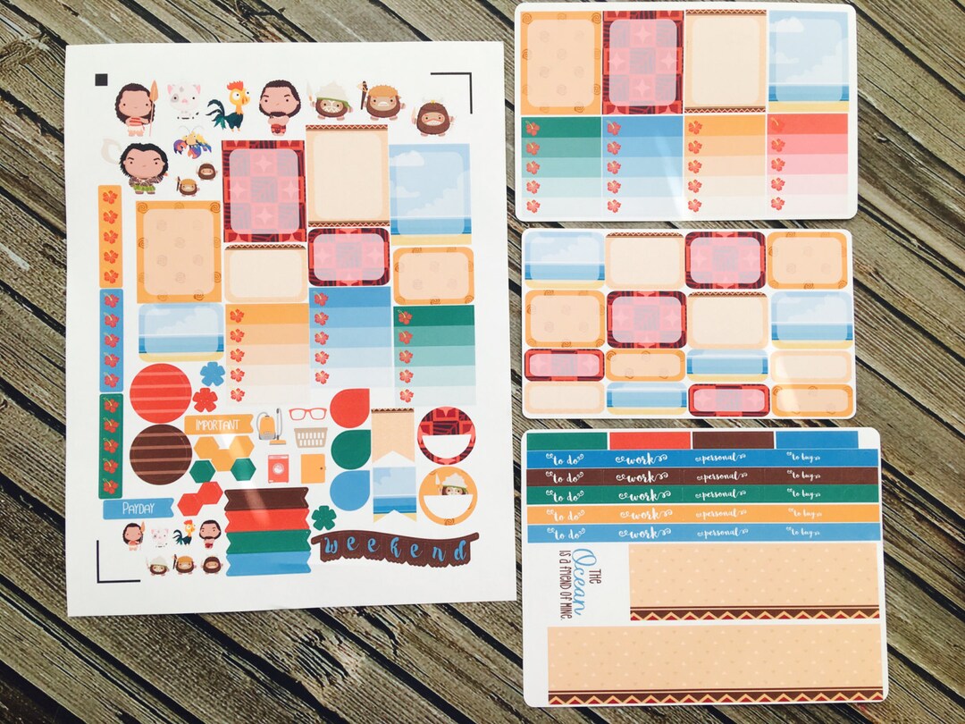 Polynesia Princess Weekly Planner Stickers Set, Full Kit Planner ...