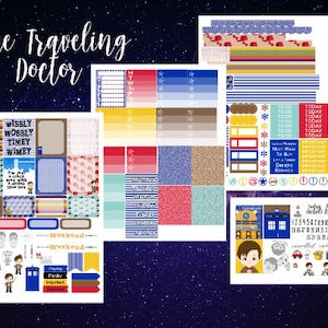 Time Traveling Doctor Weekly Planner Stickers Kit - for use with Erin Condren - Happy Planner - Outer Space Kit