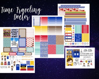Time Traveling Doctor Weekly Planner Stickers Kit - for use with Erin Condren - Happy Planner - Outer Space Kit