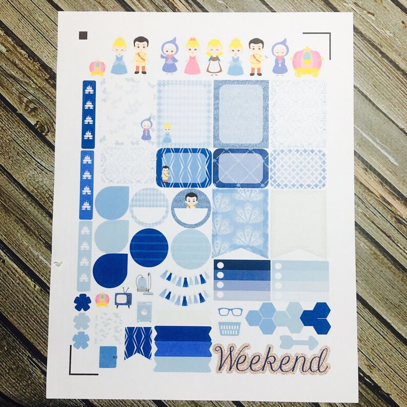 Cinderella Glass Slipper Full Kit Weekly Planner Stickers Set, for Use ...