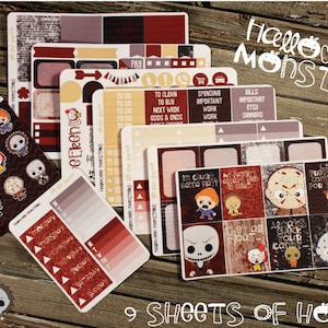Halloween Monsters Full Weekly Planner Kit - Halloween Planner Stickers - for use with Erin Condren - Happy Planner Stickers - Villans