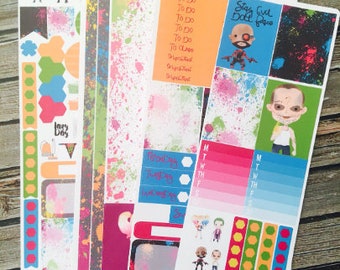 Bad Guy Squad Wekelijkse Planner Sticker Kit - Verticale PlannerStickers - Schurken Stickers - DC Stickers - Neon Stickers - Happy Planner