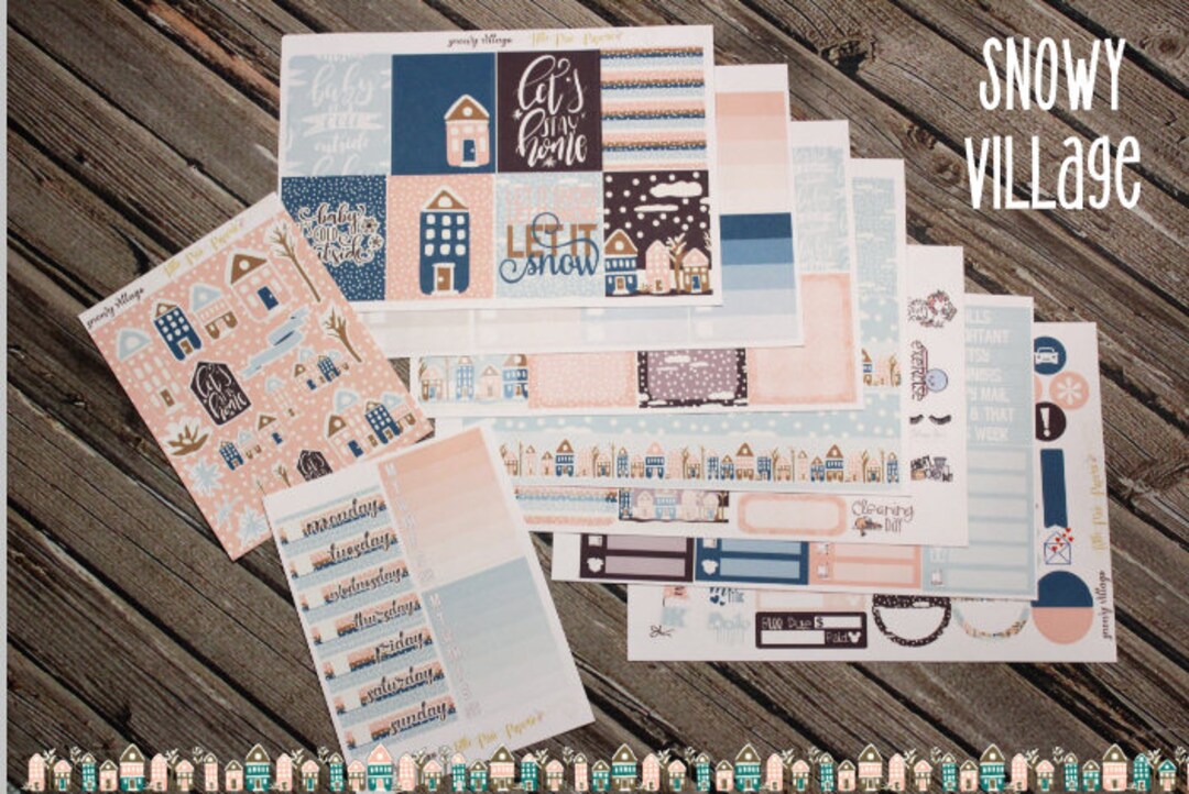 Snowy Village Weekly Planner Stickers Kit - for Use With Erin Condren ...