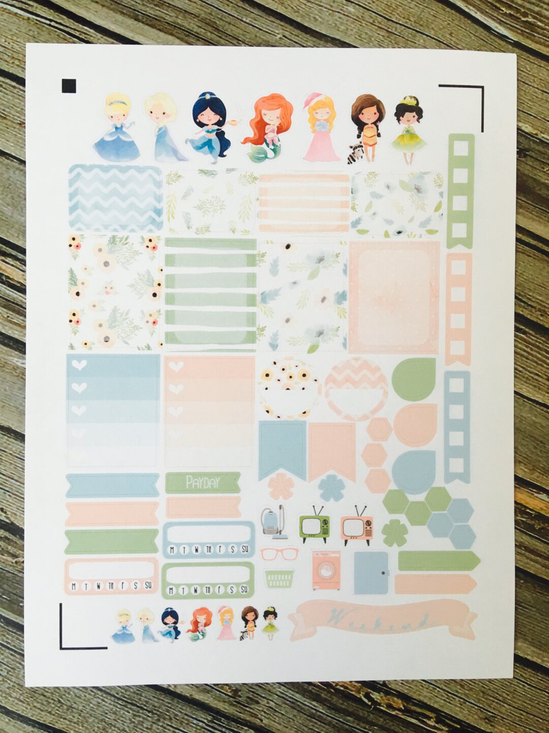 Watercolor Princess Set 1 Weekly Planner Stickers Set, for Use With ...