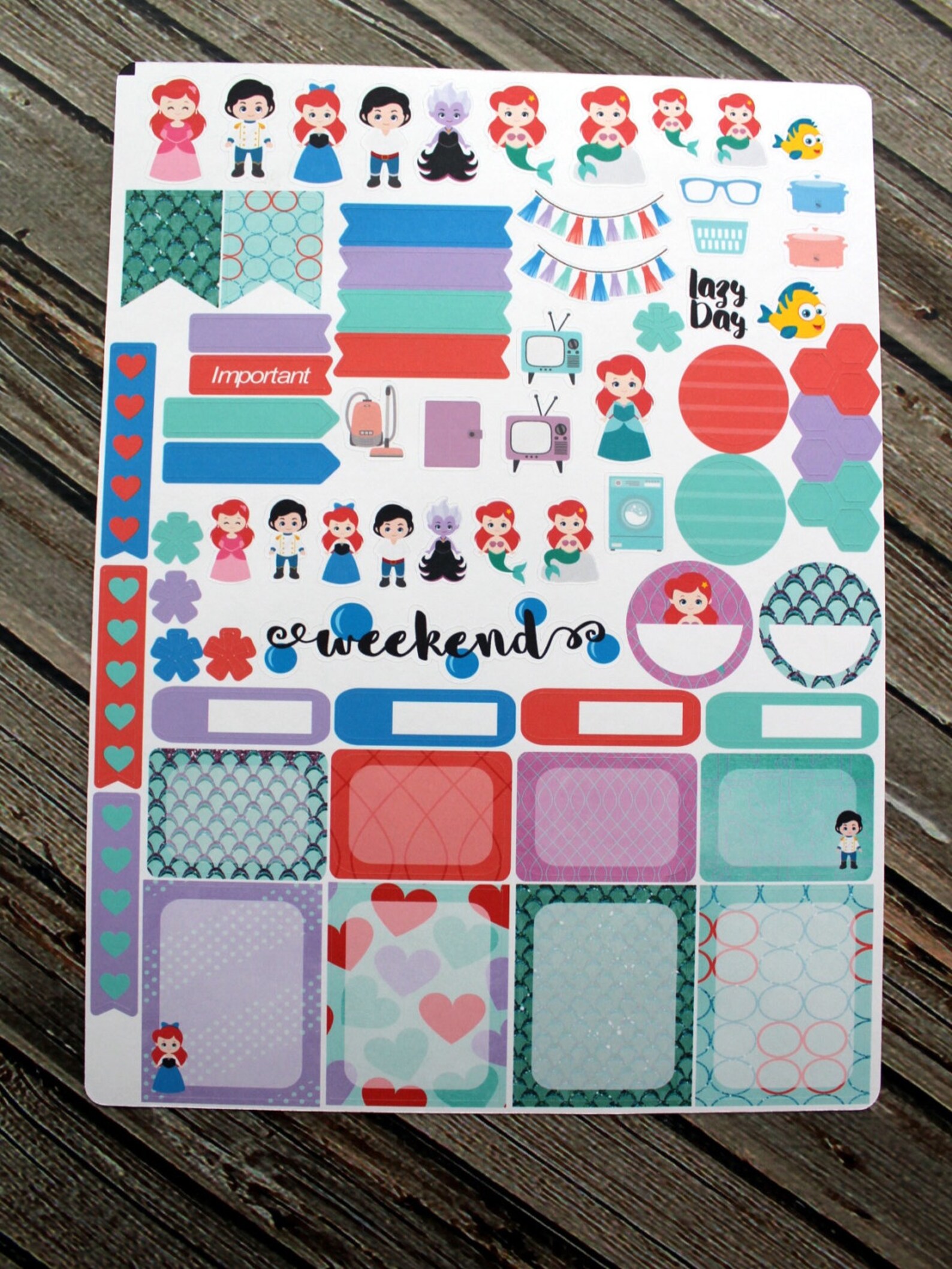 Mermaid Little Weekly Planner Stickers - Full Kit - for Use With Erin ...
