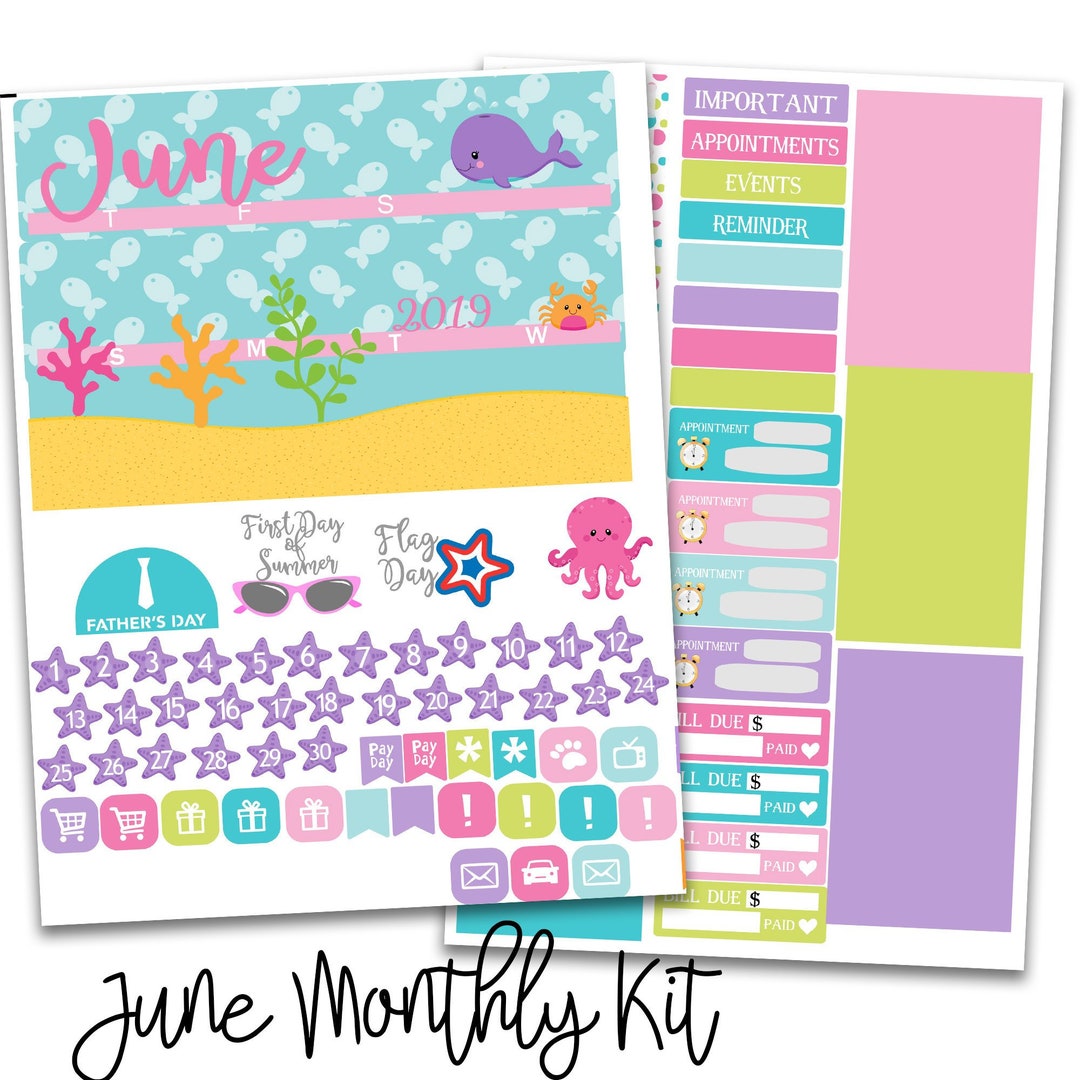 June Monthly Planner Layout Kit - for Use With Erin Condren - Happy ...