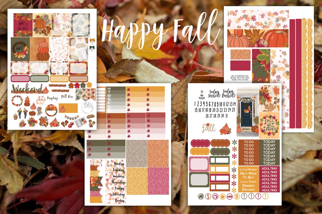 Happy Fall Weekly Planner Stickers Kit - Pumpkin Autumn Planner - for ...