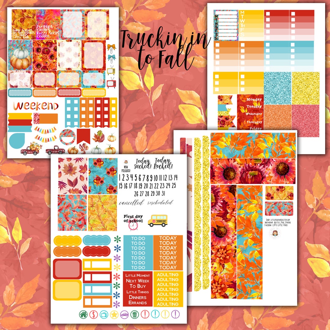 Truckin in to Fall Weekly Planner Kit - for Use With Erin Condren ...