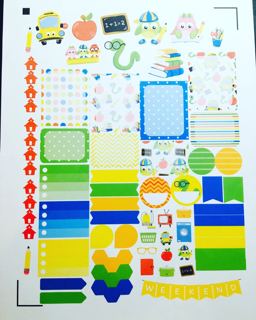 Back to School Weekly Planner Stickers Set, for Use With Erin Condren ...