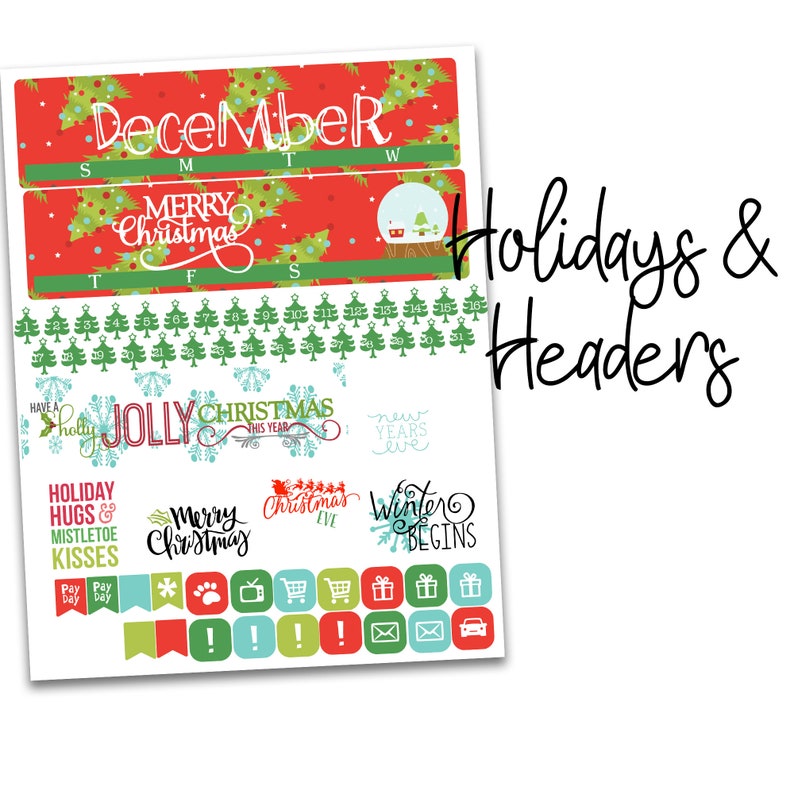 December Monthly Calendar Kit - Month Functional Kit - Christmas ...