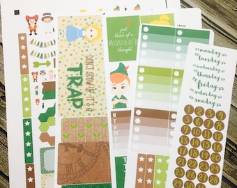 Off to Neverland Full Kit Weekly Planner Stickers Set, for use with Erin Condren Life Planner, Happy Planner