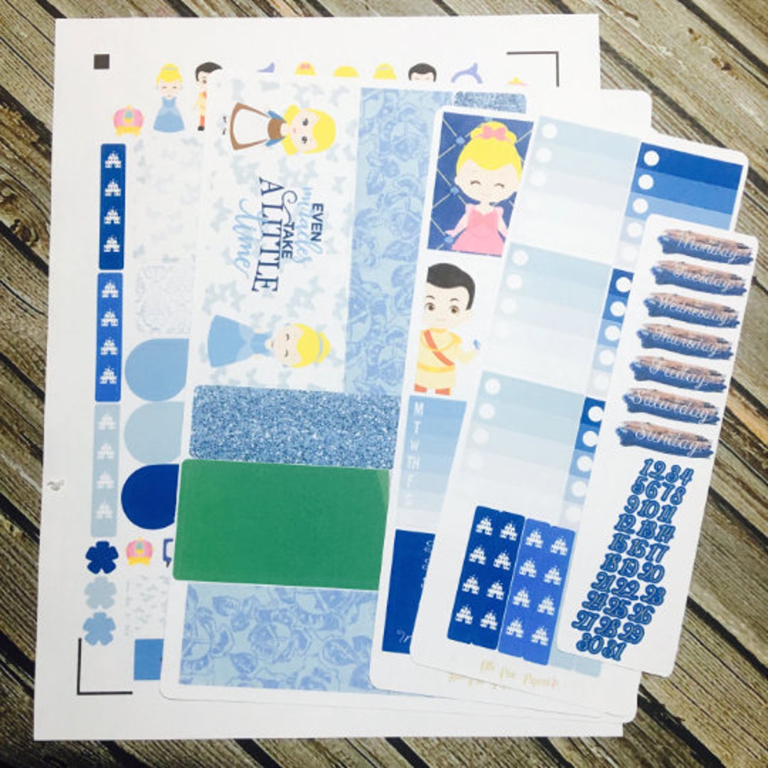 Cinderella Glass Slipper Full Kit Weekly Planner Stickers Set, for Use ...