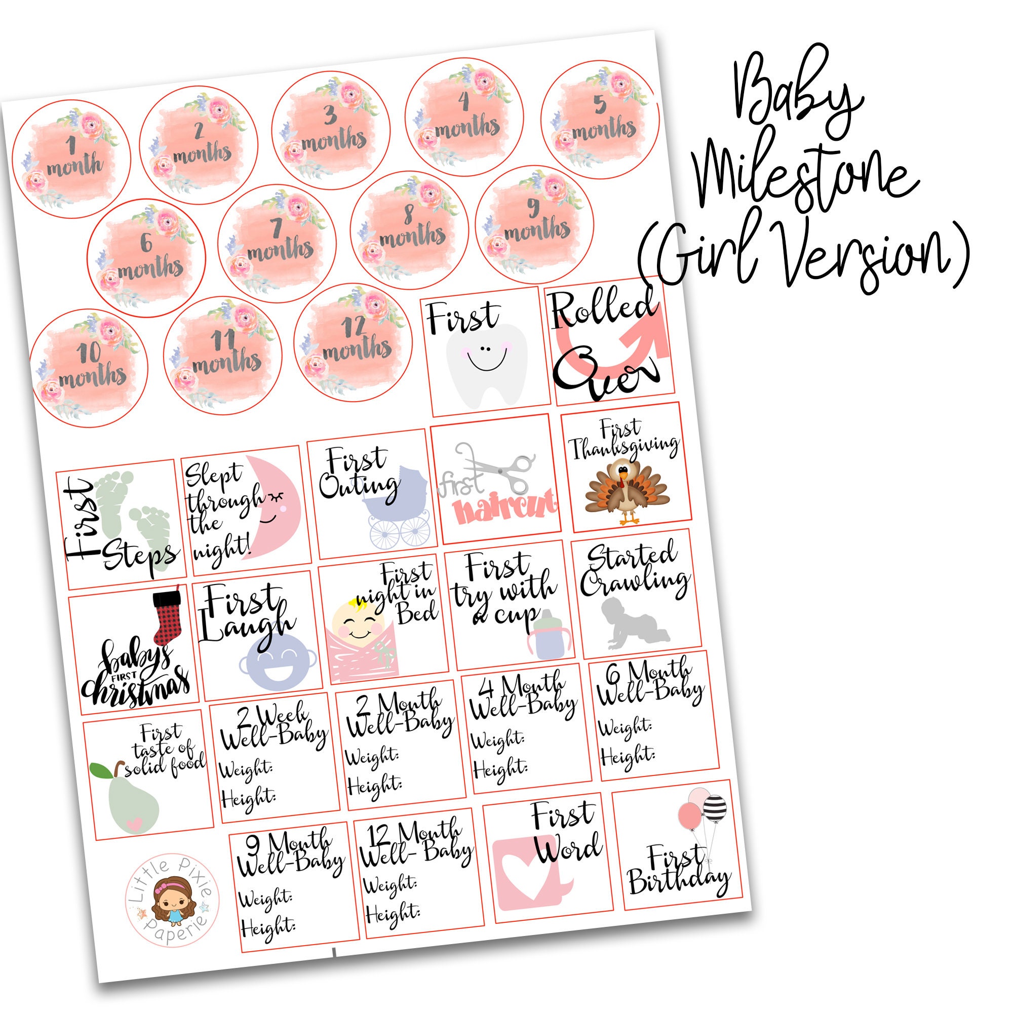 Months in Motion 318 Baby Boy Month Stickers for Newborn Primary