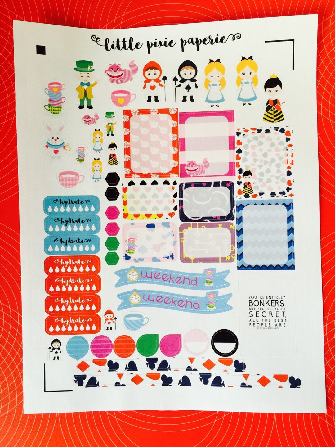 Alice Wonderland Weekly Planner Stickers Set, for Use With Erin Condren ...