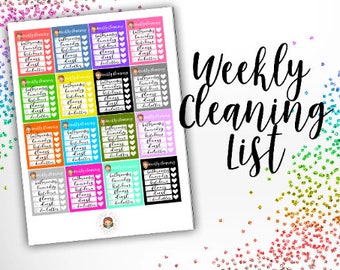 Weekly Cleaning List Functional Planner Stickers - for use with Erin Condren - Happy Planner - Chores Reminder - Laundry - Clean Home