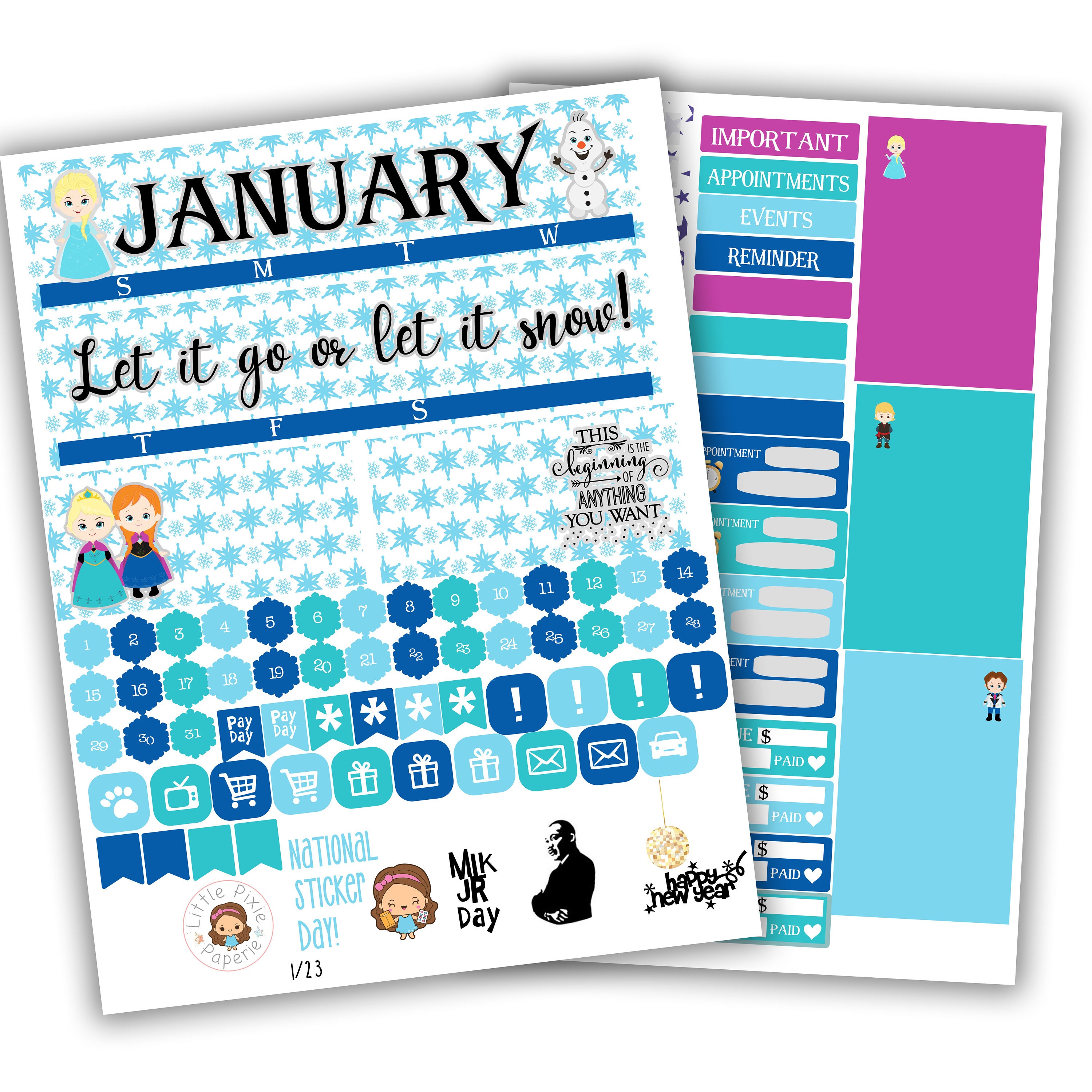 January Month Kit Planner Stickers Kit - For use with Erin Condren - …