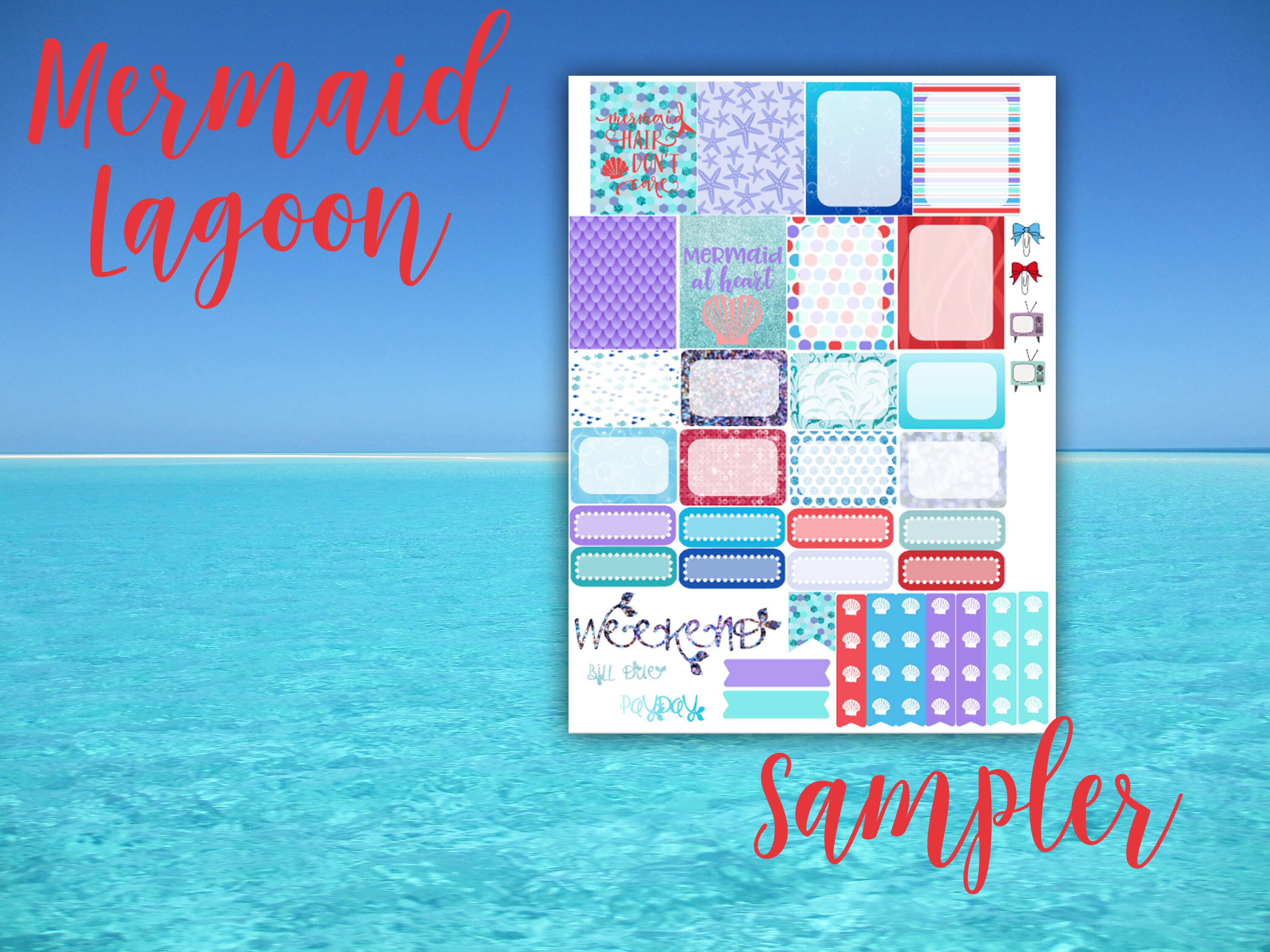 Mermaid Lagoon Weekly Planner Stickers Kit - for Use With Erin Condren ...