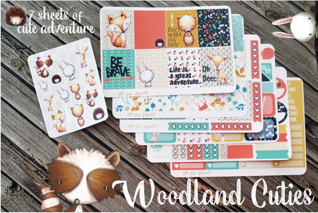 Woodland Cuties Weekly Planner Kit - Vertical Planner Stickers - Forest ...