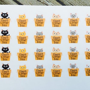 Clean Cat Litter Reminder Planner Stickers - Cat Functional Planner - Pet Planner Stickers - Pet Care Stickers
