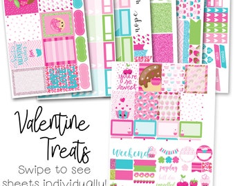 Valentine Treats Weekly Planner Full Kit - for use with Erin Condren - Happy Planner - Valentine Planner Stickers Kit