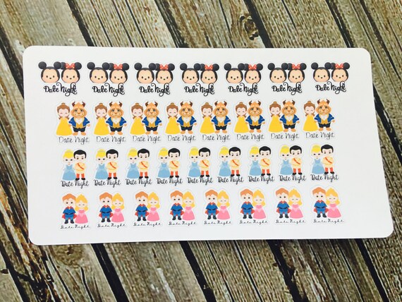 Date Night Planner Stickers - Couple Date Night - Functional Planner Stickers - Fairy Tale Planner - Cute Stickers - Love Planner