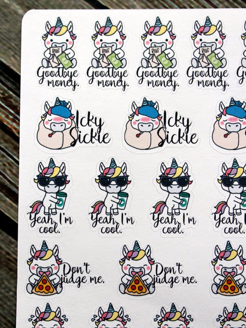 Unicorn Awesomeo Planner Stickers for use with Erin Condren Life Planner Happy Planner image 2