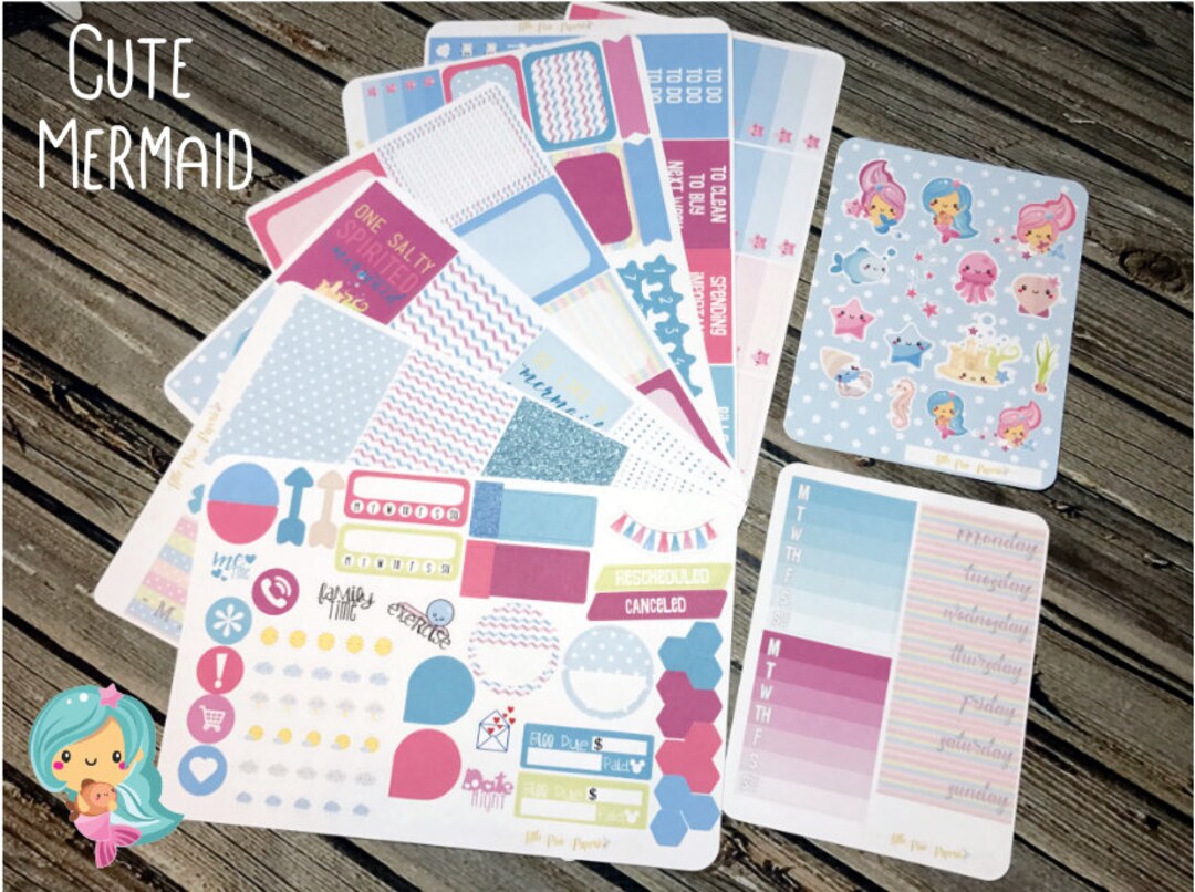 Cute Mermaid Planner Stickers Full Kit - for Use With Erin Condren ...