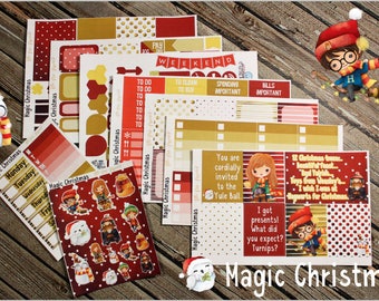 Magical Wizarding Christmas Planner Stickers Set - for use with Erin Condren - Happy Planner - Winter Planner Stickers -