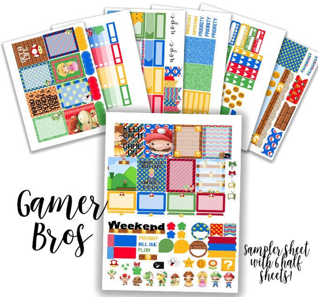 Gamer Bros Weekly Planner Stickers Kit - for Use With Erin Condren ...