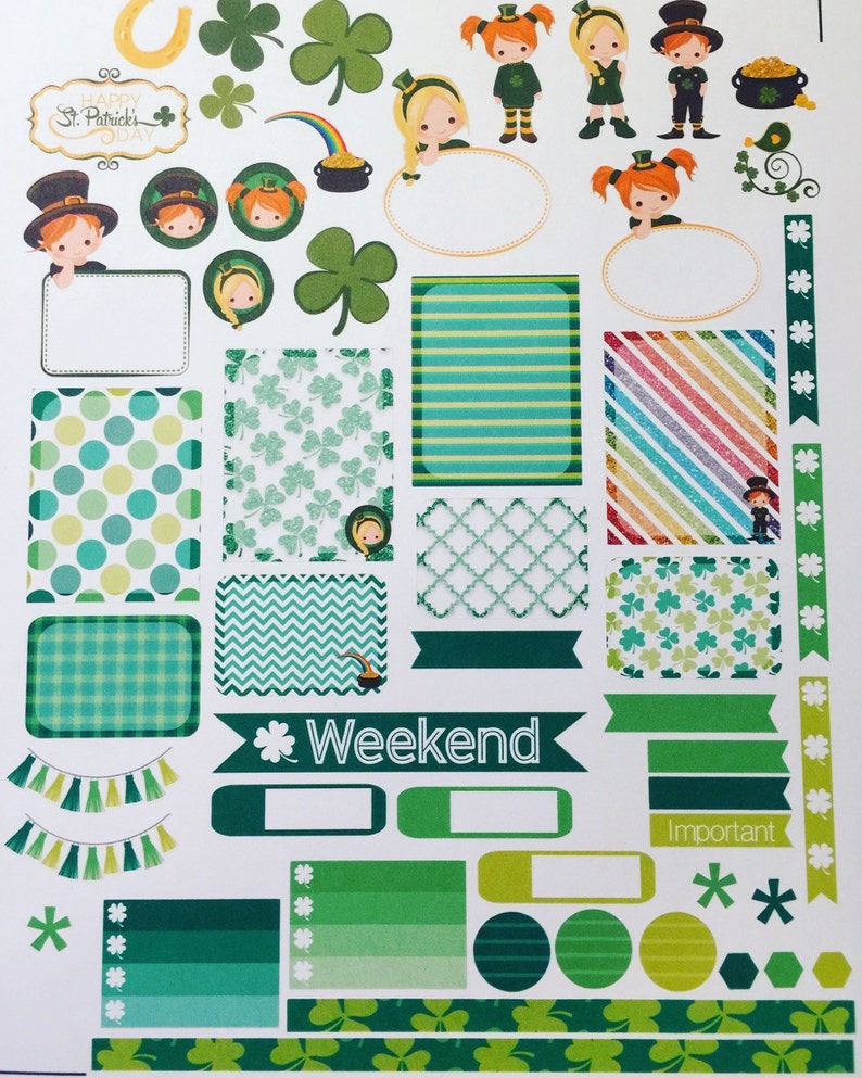 St Patrick's Day Weekly Planner Sticker Kit, St Patricks Day, for Use ...