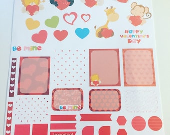 Valentine's Planner Sticker kit, February Planner Stickers, for use with Erin Condren Life Planner, Happy Planner, Huggy