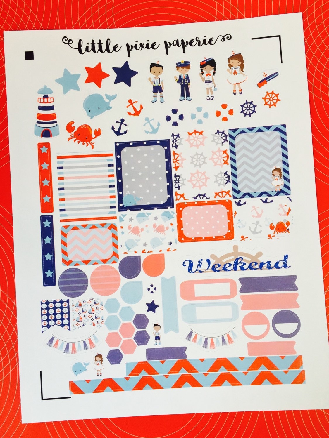 Nautical Cuties Weekly Planner Stickers Set, for use with Erin Condre…