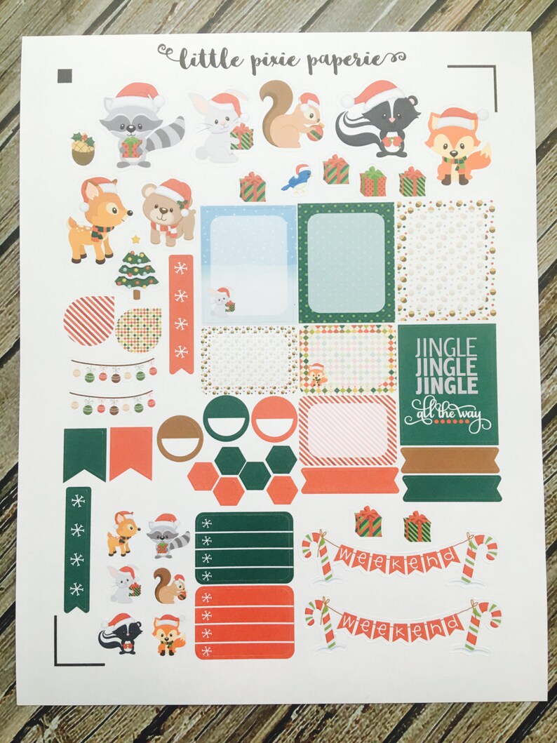 Weekly Planner Sticker Set Christmas Critters image 1