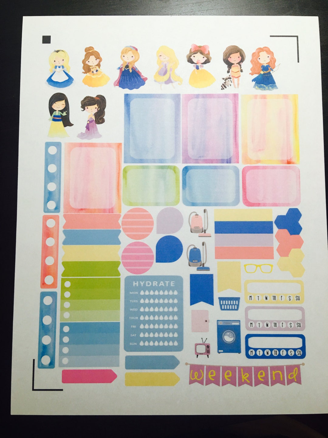 Water Color Princess Set A Weekly Planner Stickers Set, for Use With ...