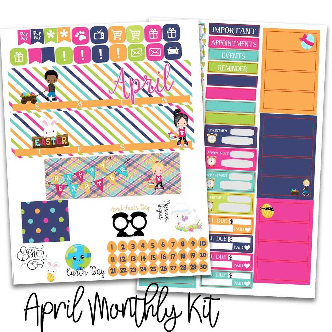April Monthly Planner Kit - for Use With Erin Condren Life Planner ...