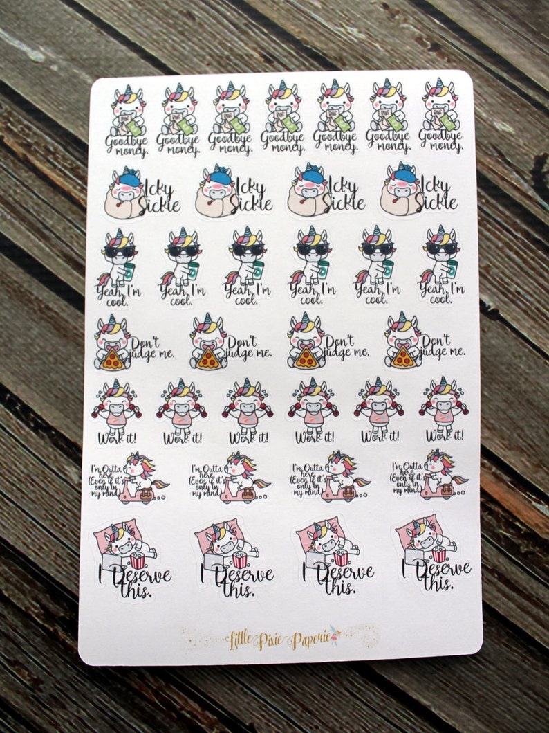 Unicorn Awesomeo Planner Stickers for use with Erin Condren Life Planner Happy Planner image 1