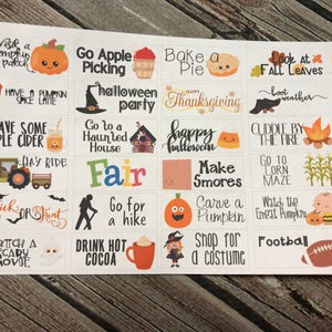 Fall Bucket List Planner Stickers - for use with Erin Condren - Happy Planner - Autumn Bucket LIst