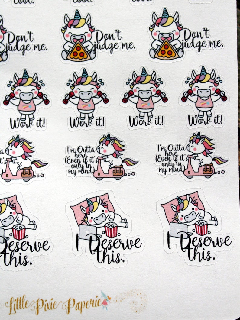 Unicorn Awesomeo Planner Stickers for use with Erin Condren Life Planner Happy Planner image 3