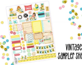 Vintage Planner Sticker Kit - Mini Kit - Sampler Sheet - Erin Condren - Happy Planner