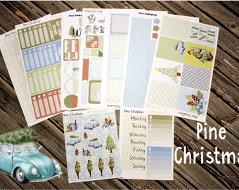 Pine Christmas Weekly Planner Stickers Kit - for use with Erin Condren - Happy Planner - Winter Planner Stickers