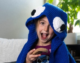 Cookie Monster Hooded Blanket Crochet Pattern