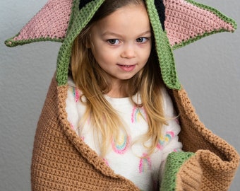 Baby Yoda Hooded Blanket Crochet Pattern