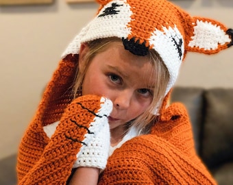 Fox Hooded Blanket Crochet Pattern