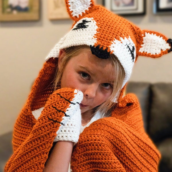 Fox Hooded Blanket Crochet Pattern