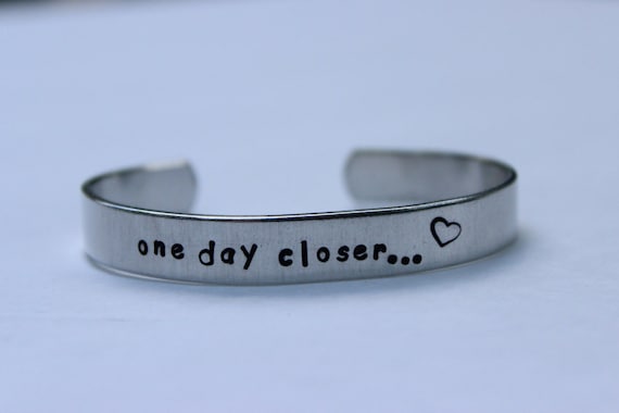 deployment bracelet, hand stamped, "one day closer", military wife, military girlfriend, deployment jewelry, military jewelry